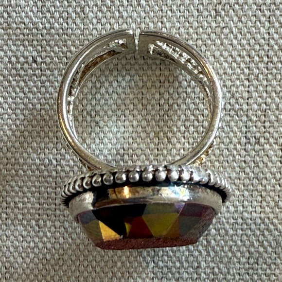 Vintage Colleen Lopez 925 Sterling Pink Druzy Ring Size 9 Adjustable - Picture 5 of 9